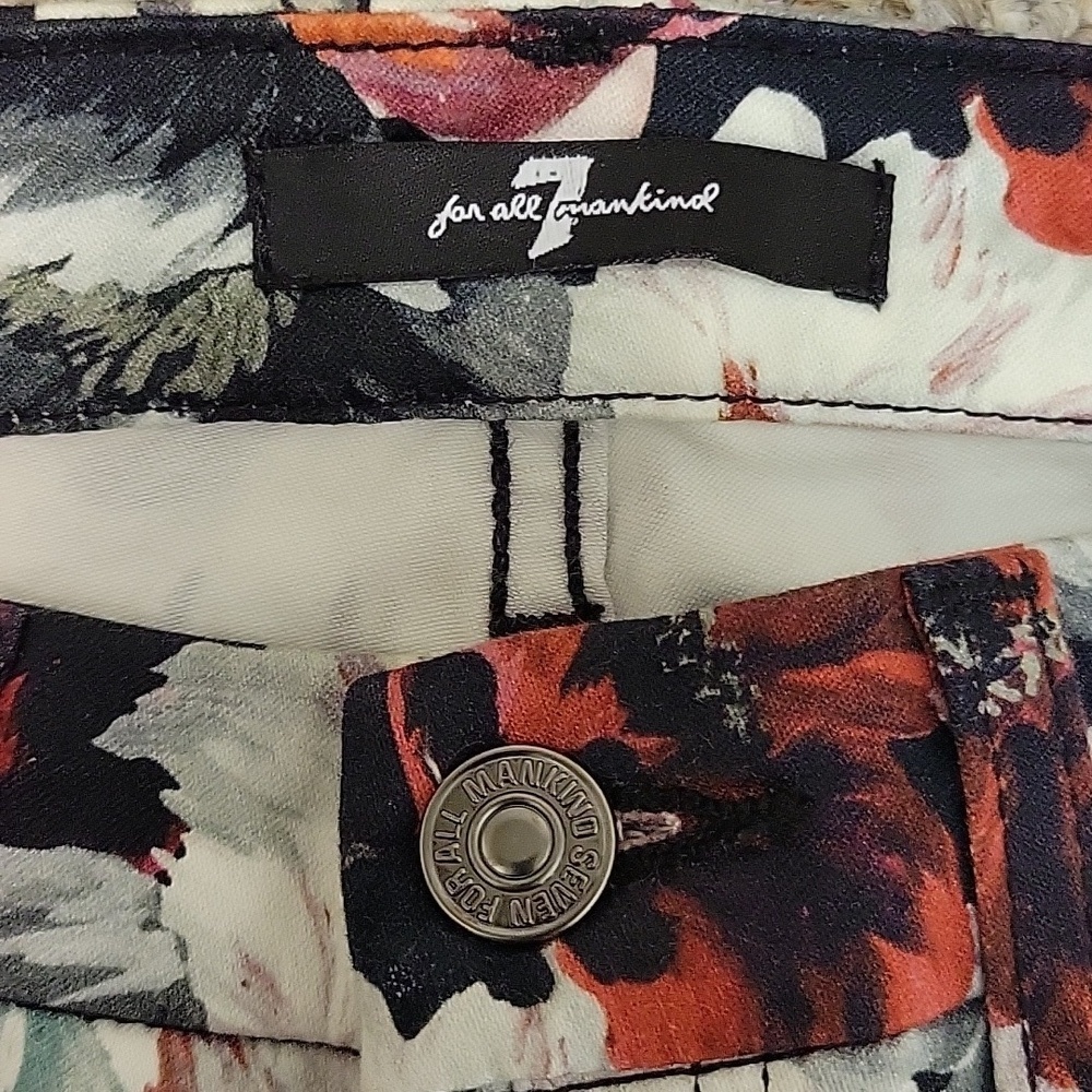 7 For All Mankind Multicolor Floral 5 pocket Pants Women's Sz 28 school date - Picture 6 of 7